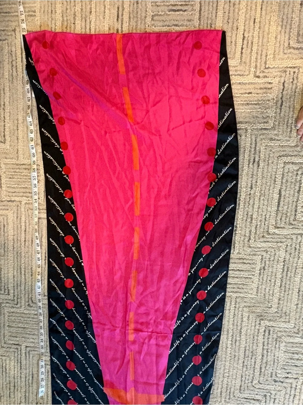 Worthington Pink, Red & Black Graphic 100% silk Long Scarf